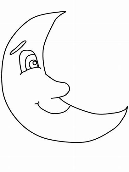 Moon Coloring Pages Nature Crescent Cartoon Printable