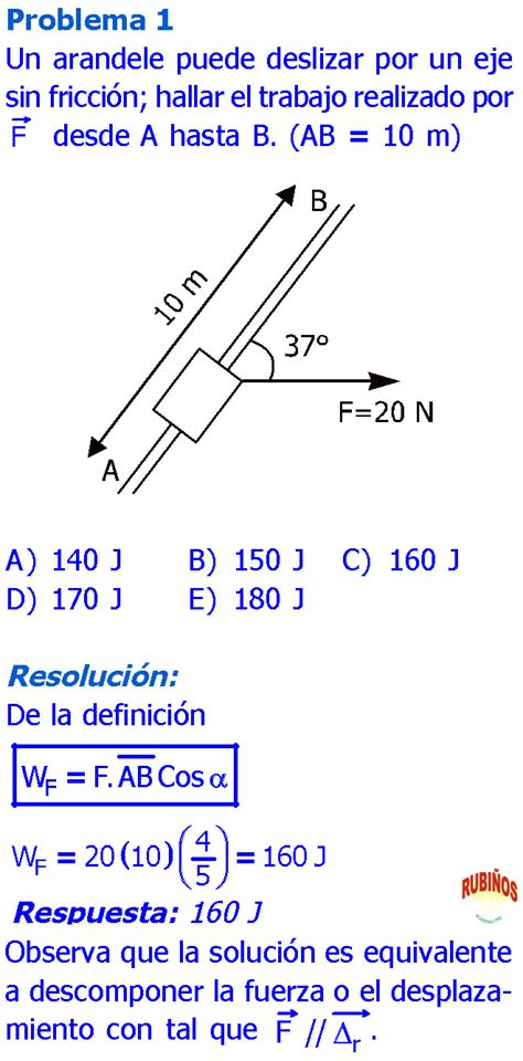 Trabajo Mecanico Ejercicios Resueltos De Fisica De Secundaria Y