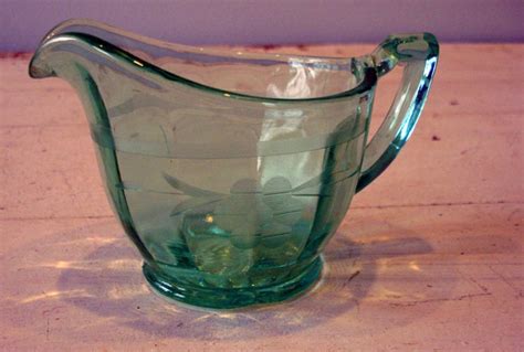 Vintage Green Depression Glass Creamer Etsy