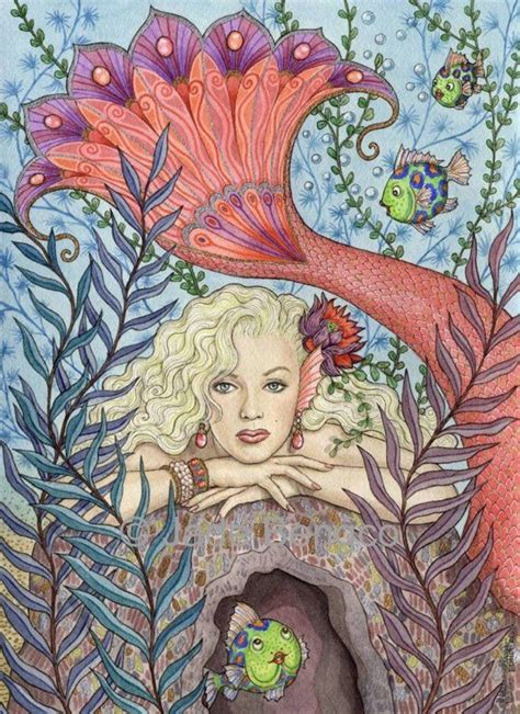Pondering Limited Edition Art Print From An Original Fantasy Etsy Mermaid Artwork Mermaid