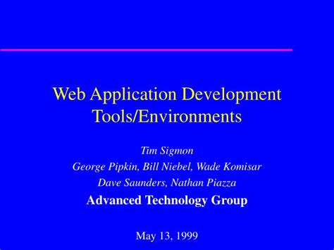 Ppt Web Application Development Toolsenvironments Powerpoint