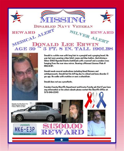 Missing Help Bring Donald Donnie Lee Erwin Home