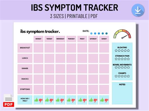 Ibs Symptom Tracker Food Journal Printable Pdf Food Diary Etsy