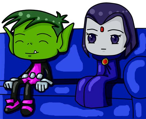 Beast Boy And Raven Sitting Together Art Trade By Lynnae Madison On