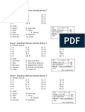 Kunci jawaban ini hanya sebagai pedoman saat belajar dan ditujukan kepada orang tua atau wali murid dalam mengoreksi hasil belajar anak. Kunci Jawaban Bahasa Sunda Kelas 3 - Guru Galeri