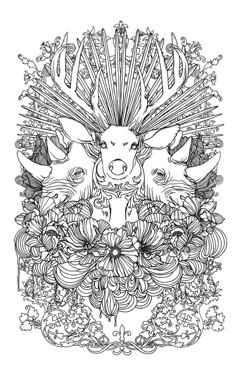 Buck And Rhino Adult Coloring Page Craftfoxes