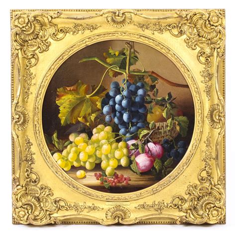Antique Oil Painting Still Life Of Fruit Attributed To Maria Margitson