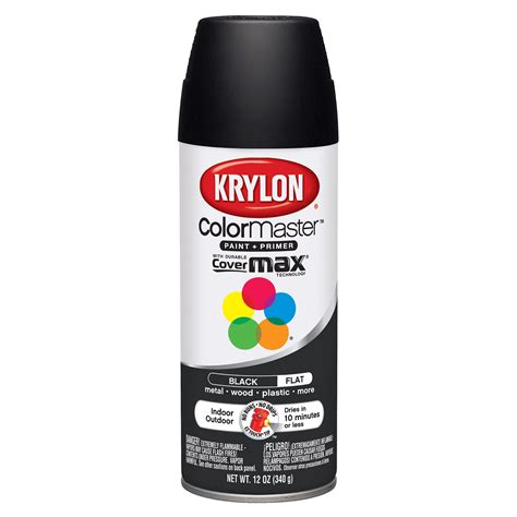 Krylon Colormaster Paint And Primer Spray Paint 12 Oz Ultra Flat Black