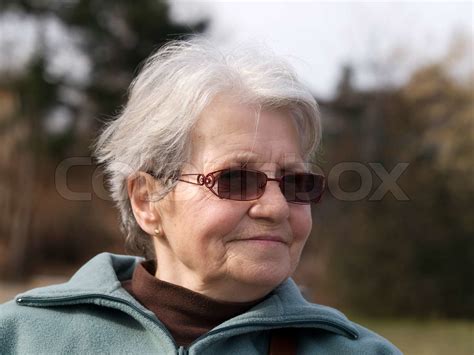 Satisfied Old Lady Stock Image Colourbox