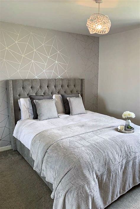 If you are looking for bedroom ideas grey you've come to the right place. Zara Shimmer Metallic Wallpaper Soft Grey, Silver | Feature wall bedroom, Wallpaper bedroom ...