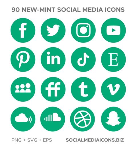 Mint Round Social Media Icons Socialmediaicons
