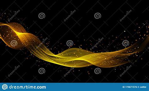 Abstract Dark Background With Fire Or Gold Curves Light Line Gold