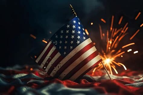 Premium AI Image Illustration Of Flag Usa On Fireworks Background In Clouds For Independence