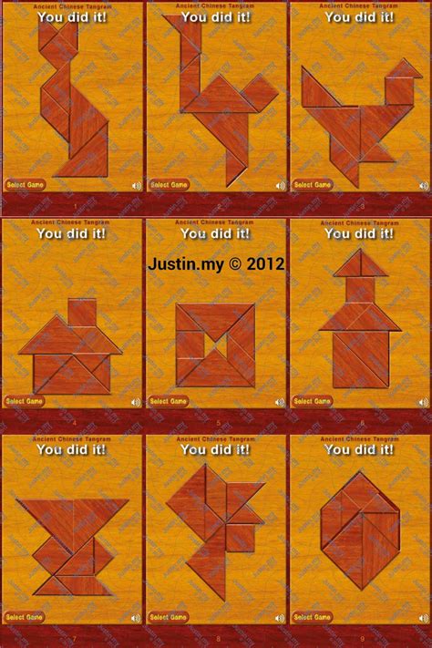 Ancient Chinese Tangram Puzzle Answers • Justinmy