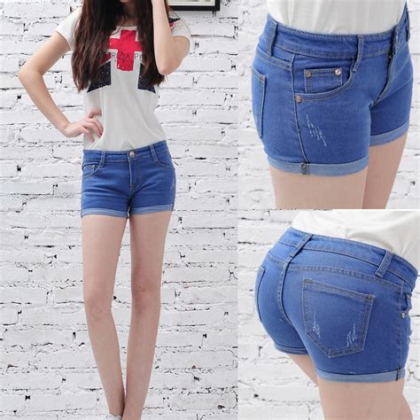 New Womens Ladies Jeans Mini Shorts Cuffed Destroyed Cutoff Denim