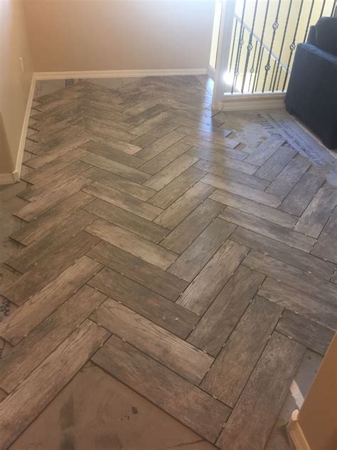 Herringbone Porcelain Tile Floor Flooring Tile Floor Herringbone Floor