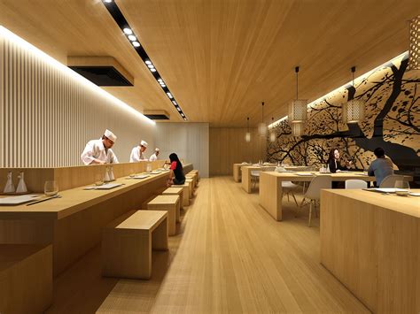 Interior Study For The Design Of A Minimal Sushi Restaurant Japanese