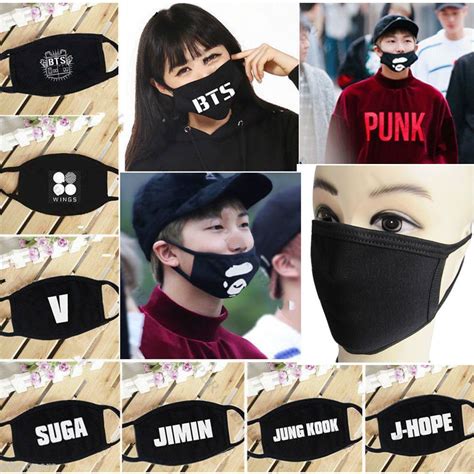 I want you to choose who's very handsome even wearing mask. Kpop Bts Face Mask Mouth Muffle Bangtan Boys Wings Letters ...