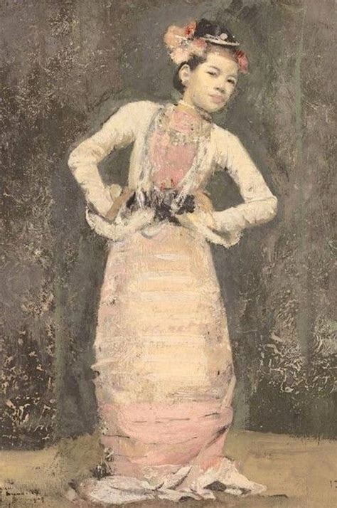 A Painting Of A Woman In A Pink Dress