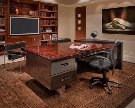 Modern Large Executive Desk In Anderoba And Macassar Ebony Polished