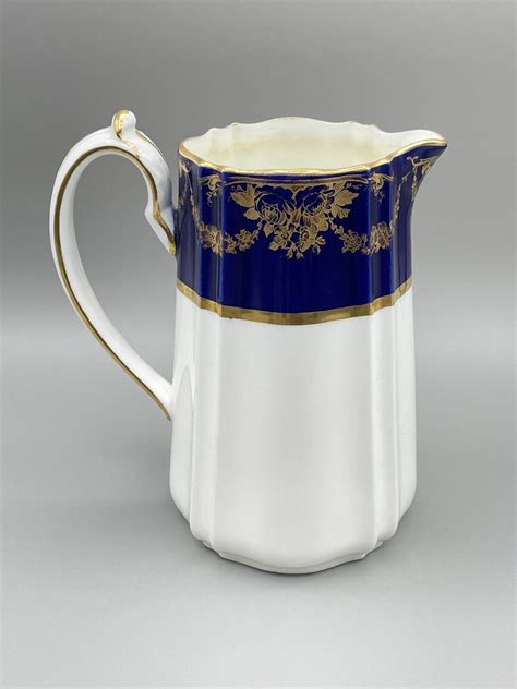 Antique Wedgewood Cobalt Blue Gold Coffee Pot Pitcher Victorian