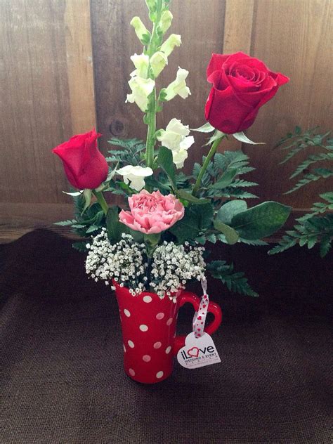 Both dishwasher and microwave safe. Valentine's Day Coffee Mug Arrangement by iLove Floral ...
