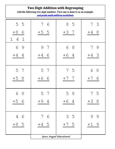 Practice addition of 2 digit numbers without regrouping with this exceptional math worksheet. 2nd Grade Math - Addition With Regrouping Worksheets — Steemit