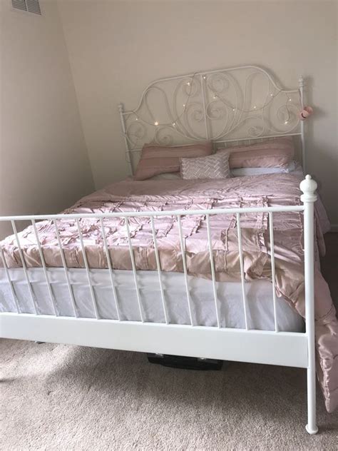 Most fun was shaping the knobs. IKEA LEIRVIK Bed frame, white, Luröy, Queen for Sale in ...