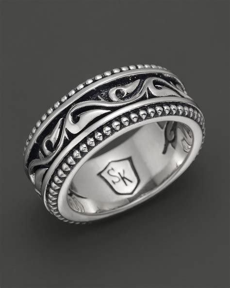 Bamoer 925 sterling silver unique original design cute ring for girl, platinum plated beautiful adjustable rings. Scott Kay Mens Sterling Silver Sparta Engraved Ring in ...