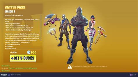Fortnite season rewards players can earn from the free pass or the purchasable battle pass that will unlock more season end rewards. BUYING THE SEASON 2 BATTLE PASS! | FORTNITE BATTLE ROYALE ...
