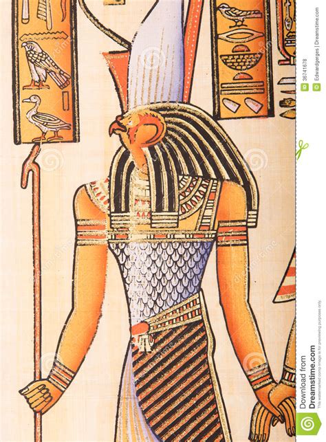 Egyptian Painting On Papyrus Royalty Free Stock Photos
