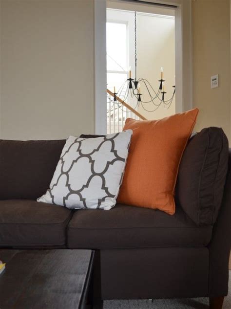 Do grey cushions go with brown sofa. coral and neutral pillows for dark brown couch? | Living ...