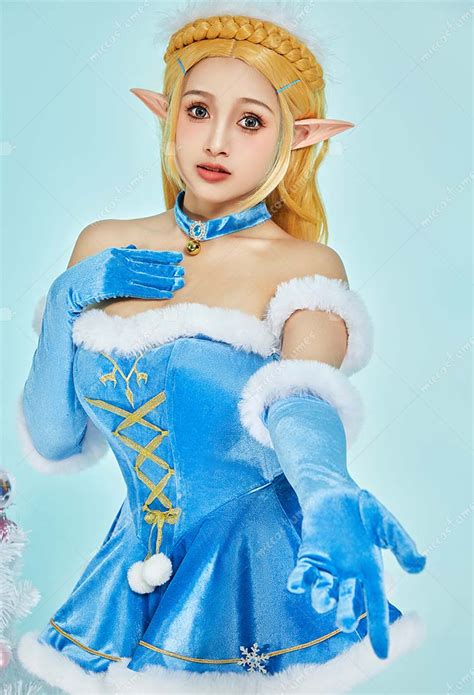 Christmas Sexy Lingerie Costume Blue Bodysuit With Short Cloak Gloves