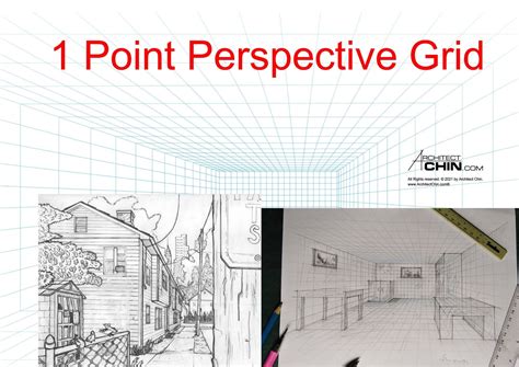 1 Point Perspective Grid Printable Printable Grid Drawing Etsy