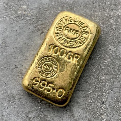 Rothschild 100 Gram 9990 Gold Poured Bar Coinwatchco