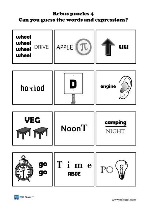 Free Printable Rebus Puzzles With Answers Esl Vault
