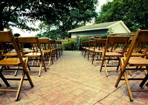 This information includes identifying the couple by name, ceremony and reception location, and start time of the reception if it is not immediately. Casual Backyard Wedding - Rustic Wedding Chic