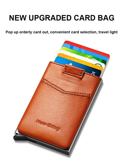 New Bring Metal Card Holder Aluminum Leather Rfid Protection Card Bag