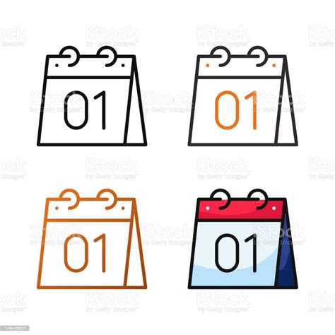 Calendar Icon Design In Four Variation Color Stock Illustration