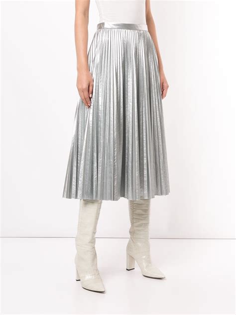 Silver Pleated Metallic Skirt Editorialist