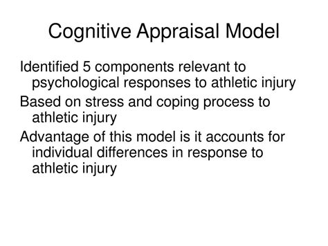 Ppt Psychological Model Of Psychological Response To Athletic Injury