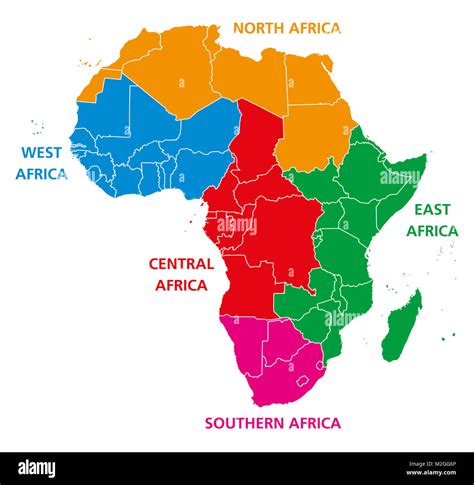 Régions De Lafrique Une Carte Politique Organisation Des Nations