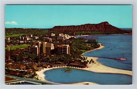 Honolulu Hi Hawaii Hilton Hawaiian Village Aerial Scenic View Vintage