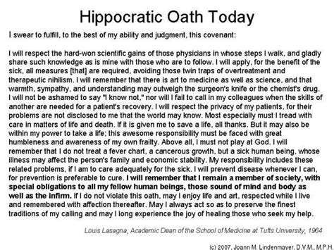 Hippocratic Oath Modern Version Med School Motivation Medical School
