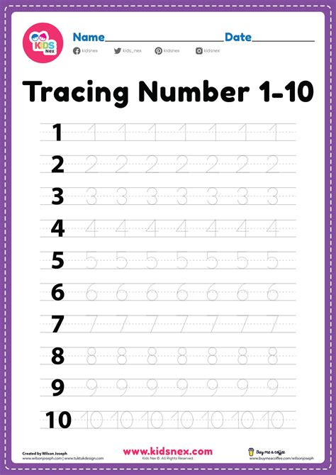 Worksheet Trace Numbers 1-10