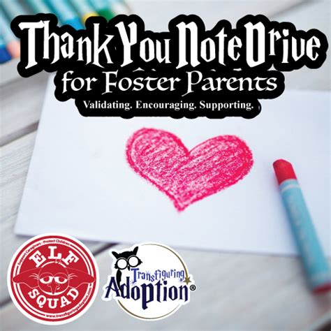 Thank You Note Drive For Foster Parents Validating Encouraging