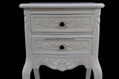 chateau french style white painted bedside cabinet  lamp