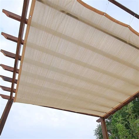 Home Pergola Shade Cover Sunblock Patio Canopy Beige Rectangle Hdpe