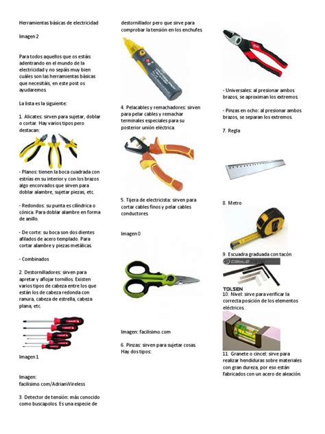 herramientas básicas de electricidad herramientas bienes manufacturados