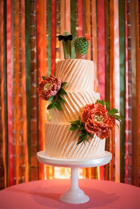 Diagonal Buttercream Pleat Cake In Coral Pleated Cakes Colorful